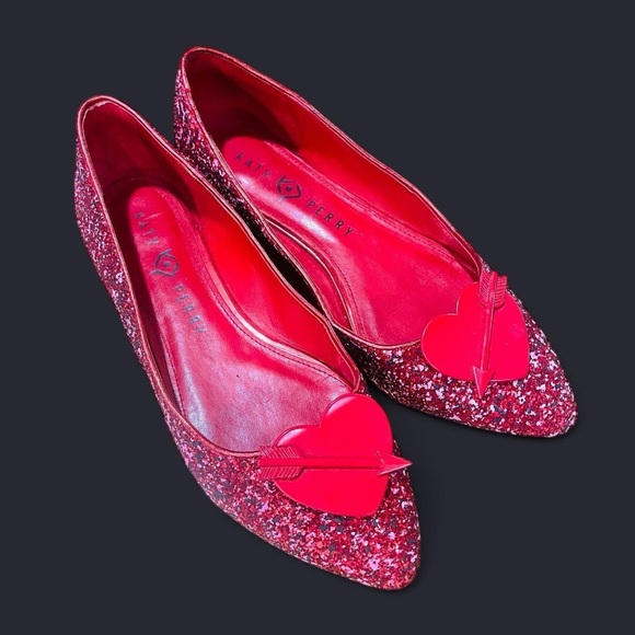 Katy Perry Collections Shoes - RARE Red Glitter Katy Perry The Cupid Flats 8